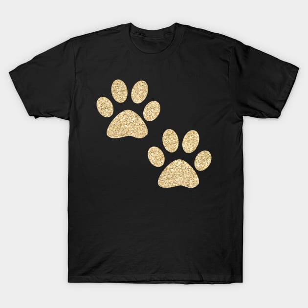 Gold Paw Prints T-Shirt by julieerindesigns